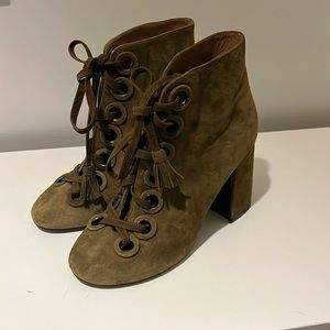 Laurence Dacade Paddle Lace-Up Ankle Boots in olive Suede